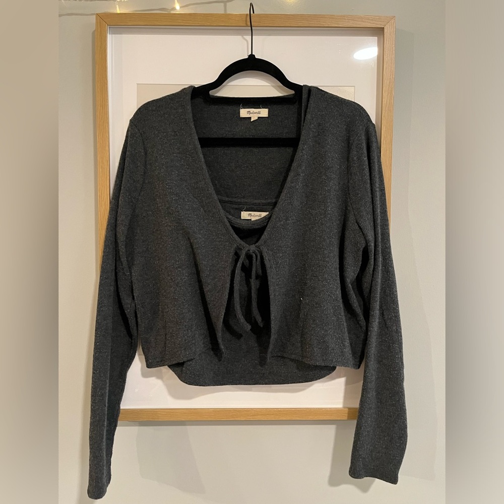 Madewell Dark Gray Knit Cardigan and Tank Set